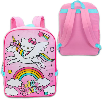 SANRIO Hello Kitty Backpack with Lunch Bag for Girls - Bundle with Hello Kitty Backpack, Lunch Box, Water Bottle, Stickers, More | Girl School Backpack Set