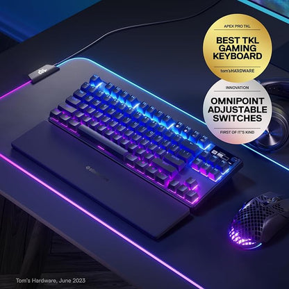 SteelSeries Apex Pro TKL Wireless HyperMagnetic Gaming Keyboard — Esports Tenkeyless — OLED Screen — Adjustable Actuation — PBT Keycaps — Bluetooth — 2.4GHz — USB-C