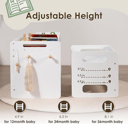 Montessori Weaning Table and Chair Set - Adjustable Design for Toddlers, Ideal for Mealtime, Learning, and Play, White