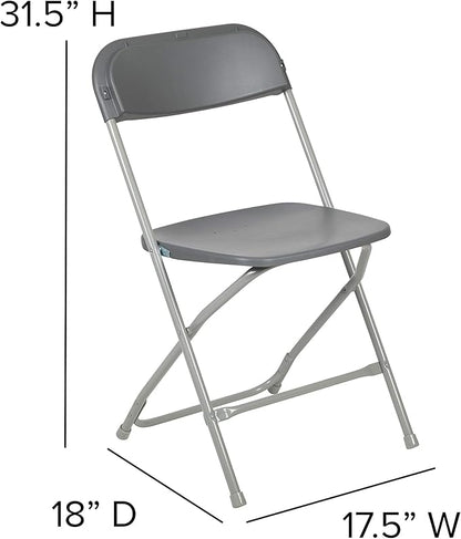 Flash Furniture Hercules Series Plastic Folding Chair - Grey - 650LB Weight Capacity Comfortable Event Chair - Lightweight Folding Chair