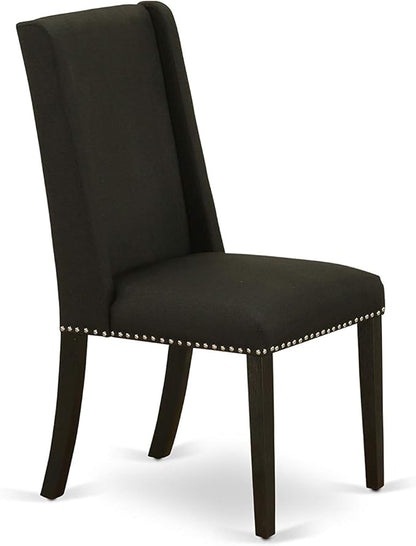 East West Furniture X677FL624-5 5 Piece Dining Room Furniture Set Includes a Rectangle Dining Table with X-Legs and 4 Black Linen Fabric Parsons Chairs, 40x72 Inch, Multi-Color