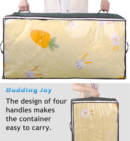 Budding Joy 60L Under Bed Storage Containers, Storage Bins with Clear Lids, Foldable Closet Organizers for Clothes, Blankets, Shoes, Bed Sheets, Comforter, Wrapping Paper, Home Dorm Storage