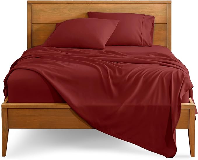 Bare Home Queen Sheet Set - 1800 Ultra-Soft Microfiber Queen Bed Sheets - Double Brushed - Deep Pockets - Easy Fit - 4 Piece Set - Bed Sheets (Queen, Rosewood)