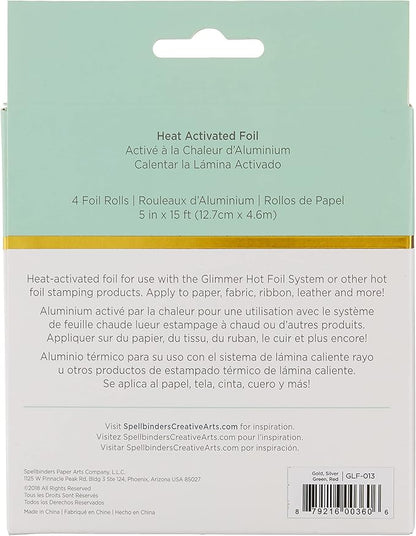 Spellbinders 4 Holiday Variety Pack. Glimmer Hot Foil Roll, Multi