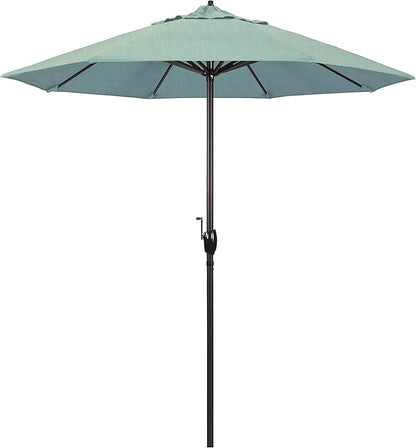 California Umbrella 7.5' Round Sunbrella Aluminum Outdoor Deck, Pool or Patio Umbrella, Crank Lift, Auto Tilt, Bronze Pole, Spa