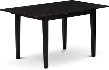 East West Furniture NOPF5-BLK-C 5 Piece Dining Room Furniture Set Includes a Rectangle Kitchen Table with Butterfly Leaf and 4 Linen Fabric Upholstered Chairs, 32x54 Inch, Black