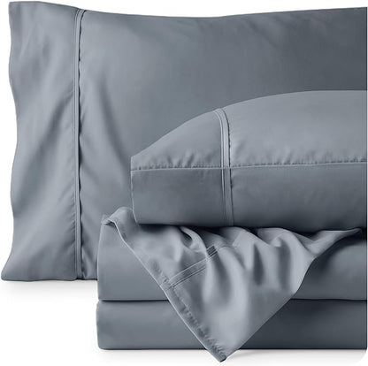 Bare Home King Sheet Set - 1800 Ultra-Soft Microfiber King Bed Sheets - Double Brushed - Deep Pockets - Easy Fit - 4 Piece Set - Bed Sheets (King, Steel Blue)