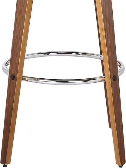 Armen Living Shelly 26" Counter Height Swivel Brown Faux Leather and Walnut Wood Bar Stool - Set of 3