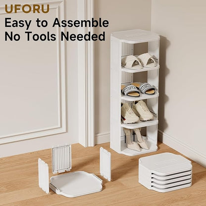 Vertical Shoe Rack, 9-Tier Plastic Stackable Storage Shelf for Small Closets and Narrow Spaces, Compact Free Standing Shoe Racks for Entryway Bedroom Dormitory