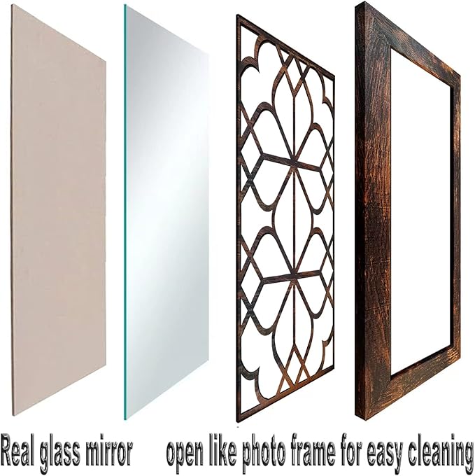 Wocred Set of 2 Rectangular Wall Mirror,Gorgeous Rustic Farmhouse Accent Mirror,Caramel Color Entry Mirror for Bathroom Renovation,Bedrooms,Living Rooms and More(11”x15”)