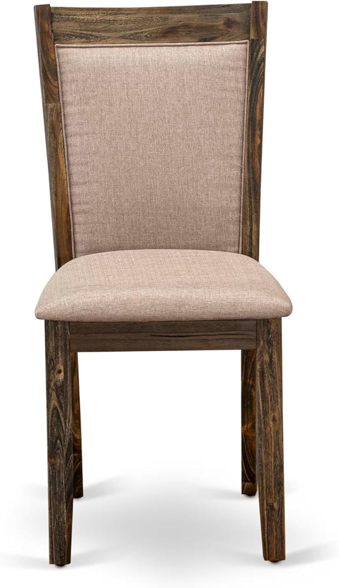 East West Furniture V727MZ716-7 7 Piece Dinette Set Consist of a Rectangle Dining Room Table with V-Legs and 6 Dark Khaki Linen Fabric Upholstered Parson Chairs, 40x72 Inch, Multi-Color