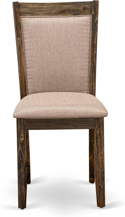 East West Furniture V727MZ716-7 7 Piece Dinette Set Consist of a Rectangle Dining Room Table with V-Legs and 6 Dark Khaki Linen Fabric Upholstered Parson Chairs, 40x72 Inch, Multi-Color