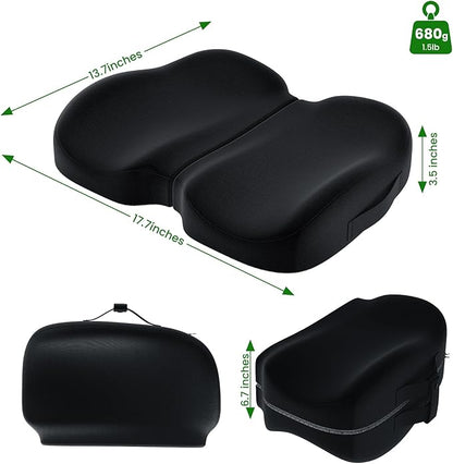 A-Pce Foldable Travel Seat Cushion-with Built-in Handles，Memory Foam Cushions for Relief of Lower Back, Sciatic, Butt and Tailbone Pain-for Home & Office Use, Perfect for Travel or Driving-Black
