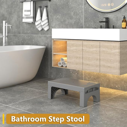 Folding Step Stool for Adults Kids, Heavy Duty Non-Slip Foldable Stepping Stool with 400-LBS Capacity, Safety Collapsible Foot Step Stool for Bathroom Bedroom Kitchen, Bed Steps for High Beds, Gray