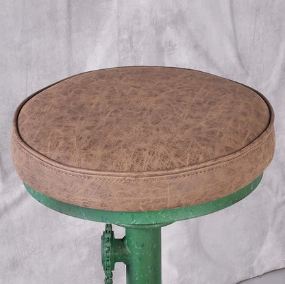 Topower Vintage DIY Bar Stool Bicycle Chain Iron Pedal Retro Industrial Height Adjustable Bicycle Wheel Design bar Chair Set of 2 Antique Green
