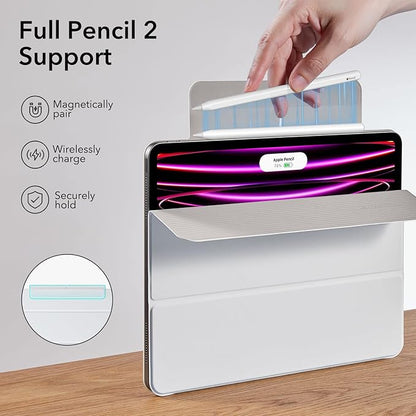 ESR for iPad Pro 12.9 6th/5th/4th Gen, iPad Air 13 Inch Case M3/M2 (2025/2024), Powerful Magnetic Attachment, Slim Trifold Stand Case, Supports Pencil Pro & USB-C, Rebound Series, Brilliant White