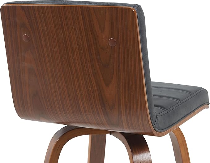 Vienna Modern Counter Height Swivel Bar Stool with Vintage Black Upholstered Seat and Walnut Finished Wood Frame Set of 2