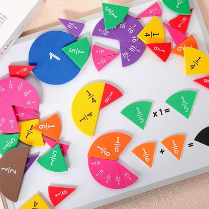 10 Sets Fraction Set for Math Classroom Fractions Manipulatives Math Manipulatives for Home School Supplies (Circles)