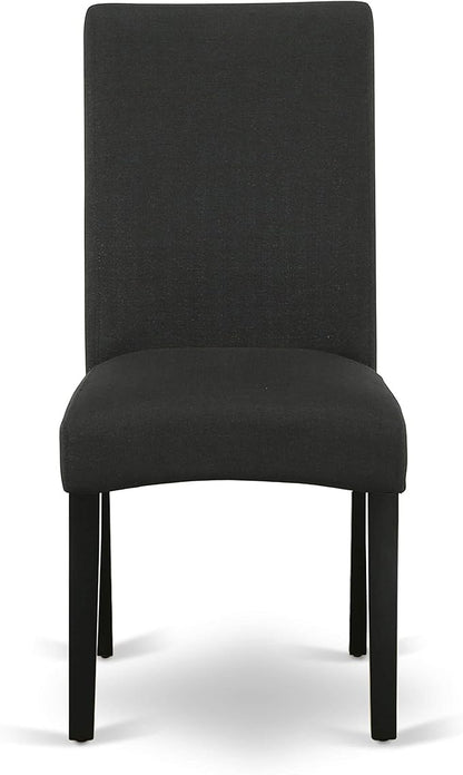 East West Furniture X697DR124-7 7 Piece Dinette Set Consist of a Rectangle Dining Room Table with X-Legs and 6 Black Color Linen Fabric Upholstered Parson Chairs, 40x72 Inch, Multi-Color