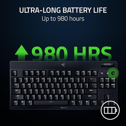 Razer BlackWidow V4 Low Profile TKL HyperSpeed Wireless Gaming Keyboard: Yellow Mechanical Switches - 2.4GHz Wireless & Bluetooth - Multi-Function Roller - 3 Control Buttons - Long Battery Life