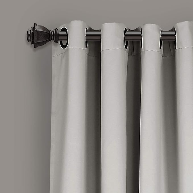 Lush Decor Insulated Grommet Blackout Window Curtain Panels, Pair, 52" W x 95" L, Light Gray - Classic Modern Design - Chic Window Decor - Long Curtains For Living Room, Bedroom, Or Dining Room
