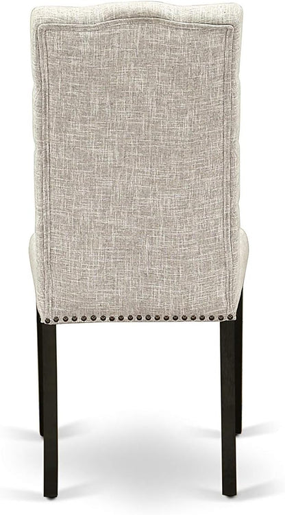 East West Furniture X697EL635-5 5 Piece Dining Set Includes a Rectangle Dining Room Table with X-Legs and 4 Doeskin Linen Fabric Upholstered Parson Chairs, 40x72 Inch, Multi-Color