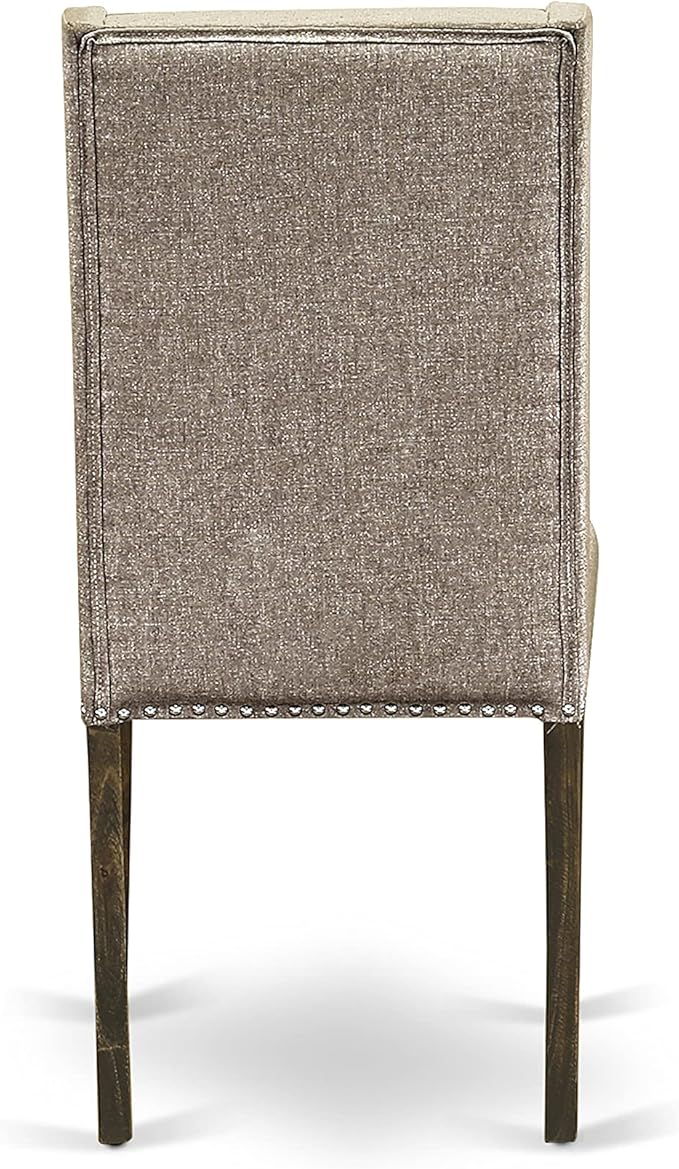 East West Furniture X797FL716-7 7 Piece Dining Table Set Consist of a Rectangle Kitchen Table with X-Legs and 6 Dark Khaki Linen Fabric Upholstered Chairs, 40x72 Inch, Multi-Color