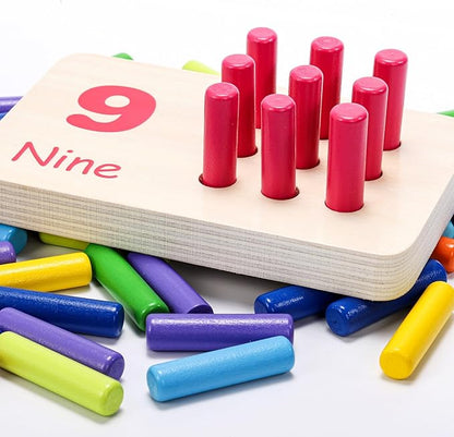 Suwimut Wooden Counting Peg Board, Kindergarten Math Manipulatives Number Counting Toys, Learning Activities Montessori Educational Toys for 3 4 5 Year Old Kids Boys Girls Gifts