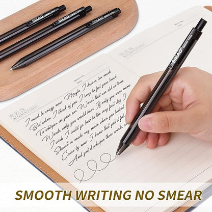 Black Pens Bulk, 60 Pack Retractable Ballpoint Pens, Black Ink 1.0mm Medium Point, Smooth Writing No-Smear, Click Pens for Teachers, Students, Restaurant Servers School & Office Supplies