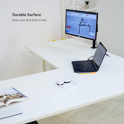 Progressive Desk Stand Up Height Adjustable Electric Standing Desk - L Shaped 60" x 72" Corner Computer Rising Workstation Table - Black Frame, Roasted Walnut Top
