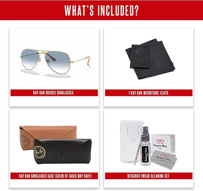 Ray-Ban RB3025 Metal Aviator Sunglasses For Men For Women +BUNDLE with ACCESSORY EYEWEAR KIT