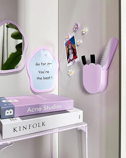 KEYDUACU 12 pcs Girls Locker Accessories, Locker Decorations Including Mirrors, whiteboards, Magnets and organizing Supplies. Ideal for Back-to-School Essentials and The Office (13 pcs-Purple)