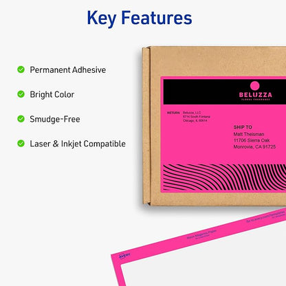 Avery Printable Shipping Labels, 5-1/2" x 8-1/2", Neon Magenta, Laser & Inkjet Compatible, 200 Blank Labels Total, Great for Branding, Mailing, Organizing, and More (5948)