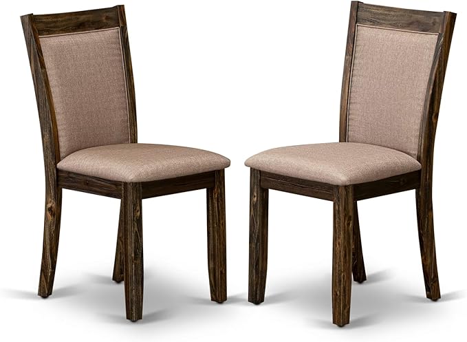 East West Furniture V797MZ716-7 7 Piece Dining Table Set Consist of a Rectangle Kitchen Table with V-Legs and 6 Dark Khaki Linen Fabric Parson Dining Chairs, 40x72 Inch, Multi-Color