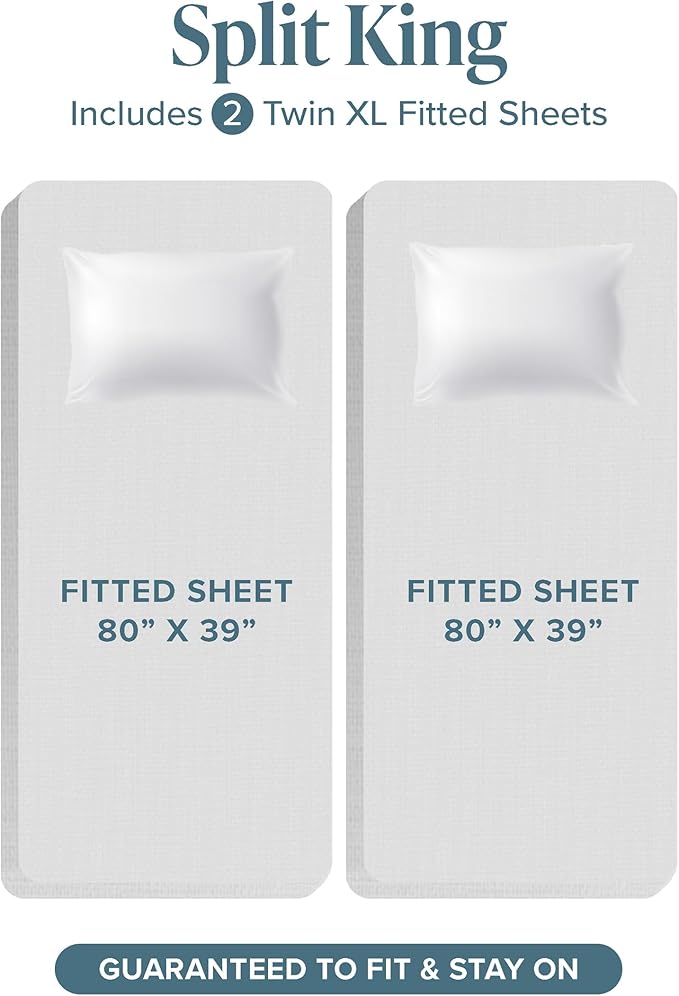 Bare Home Split King Sheet Set - 1800 Ultra-Soft Microfiber Bed Sheets - Double Brushed - Deep Pockets - Easy Fit - 5 Piece Set - Bed Sheets & Pillowcases (Split King, Black)
