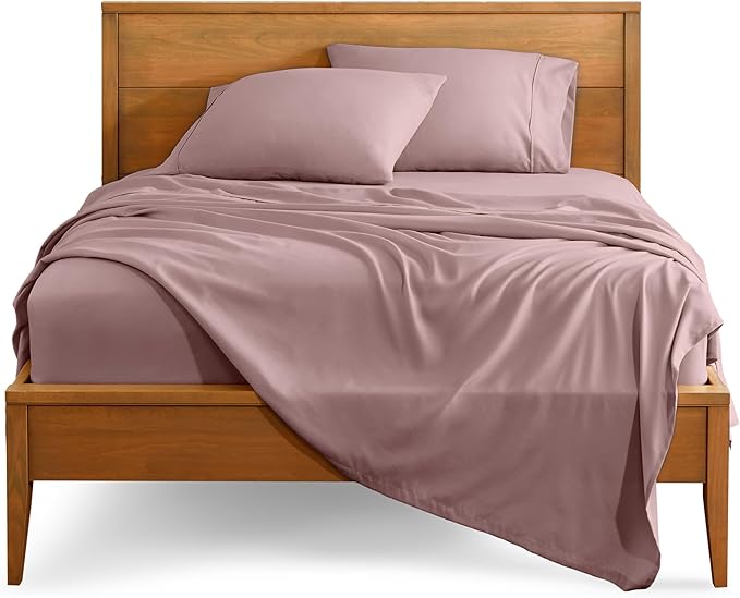Bare Home Split Head Flex King Sheet Set - 1800 Ultra-Soft Microfiber Bed Sheets - Double Brushed - Deep Pockets - Easy Fit - 4 Piece Set - FlexTop King Bedding Sheets (Split Head Flex King, Mauve)