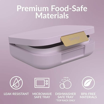 Bentgo Modern - Adult & Teen Bento Lunch Box; 3-4 Compartments, Leak-Resistant, 5.5 Cup Capacity/44 fl oz, Improved Locking Clips, Reusable, BPA-Free, Dishwasher/Microwave Safe Tray (Orchid)