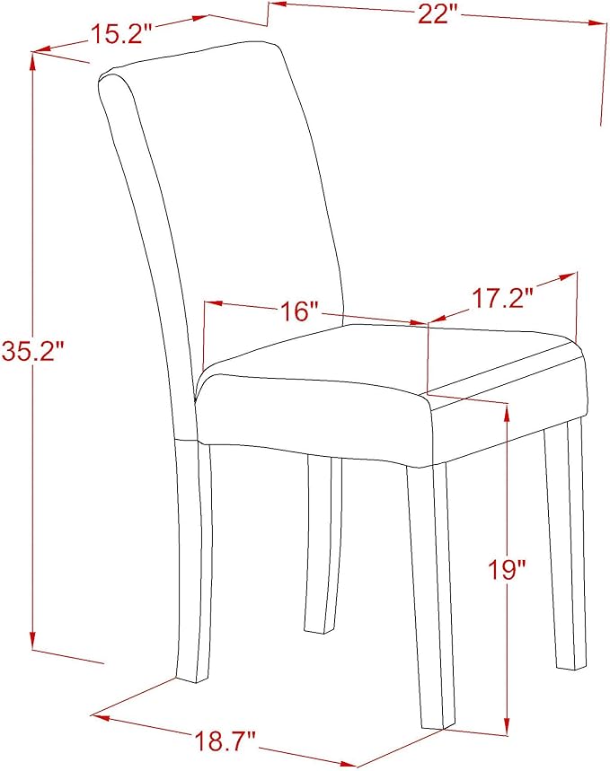 East West Furniture V697AB624-5 5 Piece Dining Table Set Includes a Rectangle Dining Room Table with V-Legs and 4 Black Color Linen Fabric Upholstered Chairs, 40x72 Inch, Multi-Color