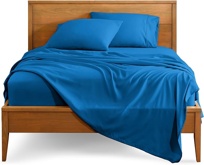 Bare Home King Sheet Set - Luxury 1800 Ultra-Soft Microfiber King Bed Sheets - Double Brushed - Deep Pockets - Easy Fit - 4 Piece Set - Bedding Sheets & Pillowcases (King, Medium Blue)