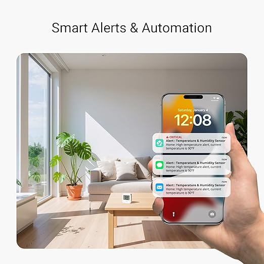 YoLink Smart Temp & Humidity Sensor, LoRa Long Range, 2 Year Battery, Indoor Monitoring for Wine Cellar, Bedroom, Nursery, Greenhouse, RV, with App, Email & SMS Alerts, Alexa IFTTT, 2 Pack + Hub