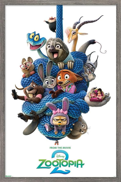 Disney Zootopia 2 (2025) - Group One Sheet Wall Poster, 22.4L" x 14.7W", Barnwood Framed Version