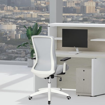 Office Chair, Mesh Desk Chair Executive Computer Chair, 400lbs Big and Tall Office Chair for Heavy People, Home Office Desk Chair with Lumbar Support ＆Adjustable Height, White