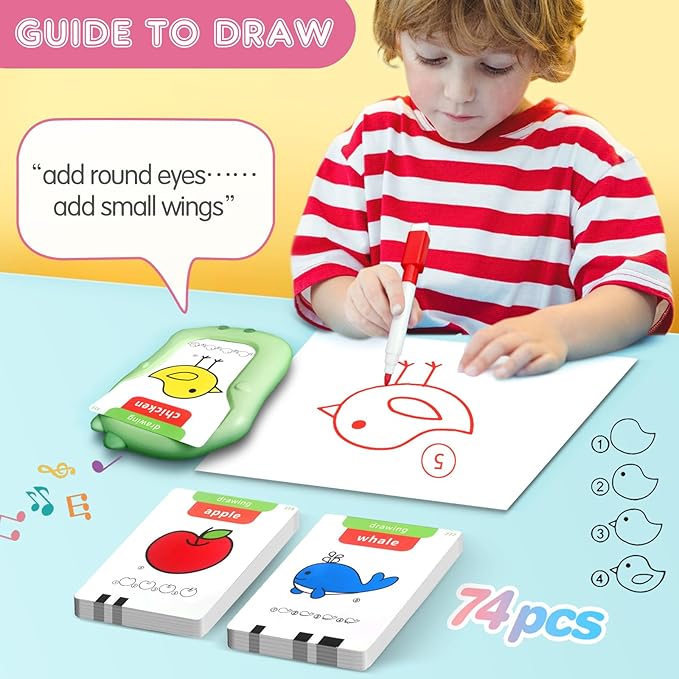Toddler Toys Talking Flash Cards With Drawing for Toddlers 3-8 Years, 224 Sight Words for Montessori Learning, Pocket Speech Therapy & Autism Sensory Toys for Kids Educational Flashcards for Boys Gift