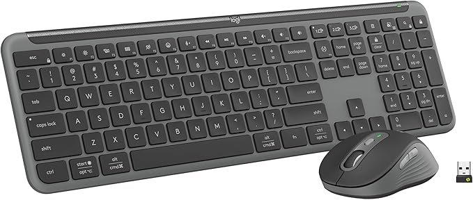 Logitech MK955 Signature Slim Wireless Keyboard and Mouse Combo, for Larger Hands, Quiet Typing and Clicking, Switch Across Three Devices, Bluetooth, Multi-OS, for Windows and Mac