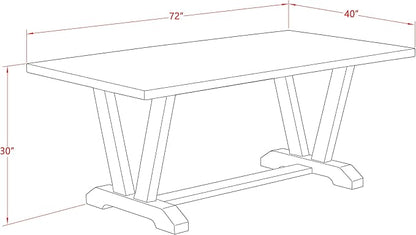 East West Furniture V697FL624-9 9 Piece Kitchen Table Set Includes a Rectangle Dining Table with V-Legs and 8 Black Linen Fabric Parson Dining Room Chairs, 40x72 Inch, Multi-Color