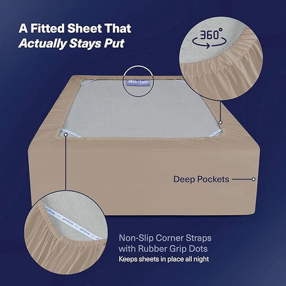 Kickoff Viscose Bamboo Sheets Full Size 4-pc 100% Organic Bamboo Viscose Bed Cooling Sheets Full Size Set Cool Bedding for hot Sleepers Sheet, Flat, Fitted, Pillowcases (Iced Latte, F)