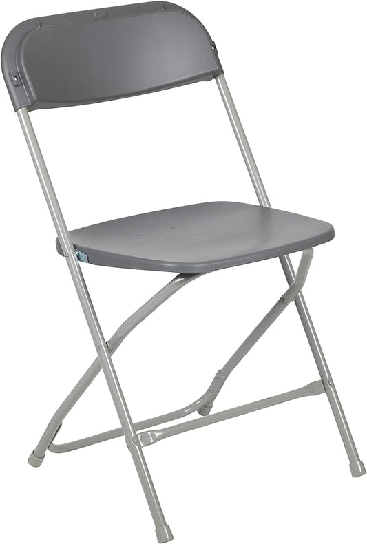 Flash Furniture Hercules Series Plastic Folding Chair - Grey - 650LB Weight Capacity Comfortable Event Chair - Lightweight Folding Chair