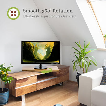 Prosumer's Choice Bamboo TV Swivel Stand for LED/LCD TV, Monitors, Stereos, 31 inch Base Surface - 360˚ Rotation - Rotating Computer Stand/Media Console, Entertainment Center for Living Room Bedroom