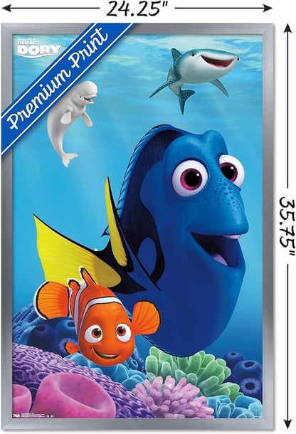 Trends International Disney Pixar Finding Dory - Dory Wall Poster, 22.375" x 34", Silver Framed Version