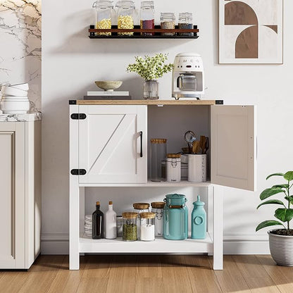 Console Table Coffee Bar Cabinet Sofa Table,31.5 L x 13.8 D x 34.65 H,Entryway Table with 2 Storage Cabinets, Farmhouse Buffet Sideboard for Kitchen, Foyer,Hallway (White)
